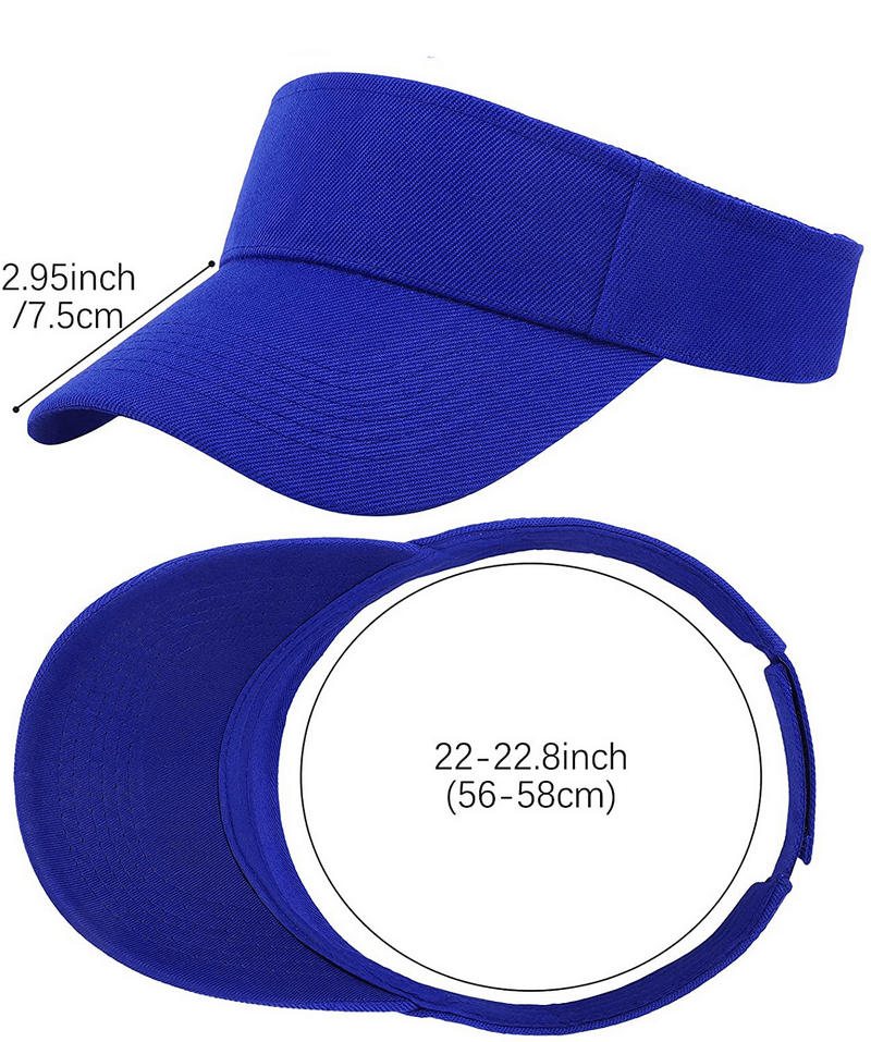 Blue Tennis Golf Breathable UV Protection Adjustable Visor Cap SF1190, featuring UPF 30+ cotton fabric for sports and outdoor activities.